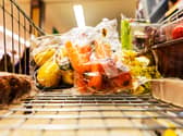 Groceries in a shopping trolley in a supermarket