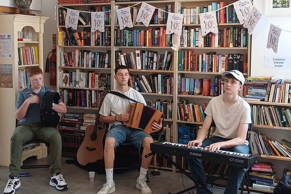 Shrallabawn musicians at Books at One Louisburgh 10th anniversary festival weekend