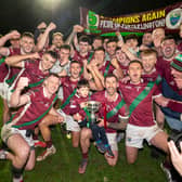The Portarlington team celebrate their Senior Championship win in 2026