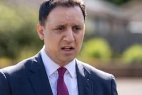 Anas Sarwar talking to the media