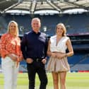 Presenters of Up for the Match, Jacqui Hurley, Daithi O Sé and Louise Cantillon in Croke Park.