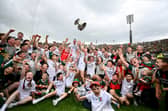 Mayo players and supporters celebrate after the GAA Football All-Ireland Senior Championship final match between Kerry and Mayo at Croke Park in Dublin. Photo by David Fitzgerald/Sportsfile