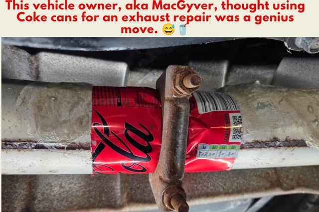 A vehicle owner used a Coke can to repair his exhaust