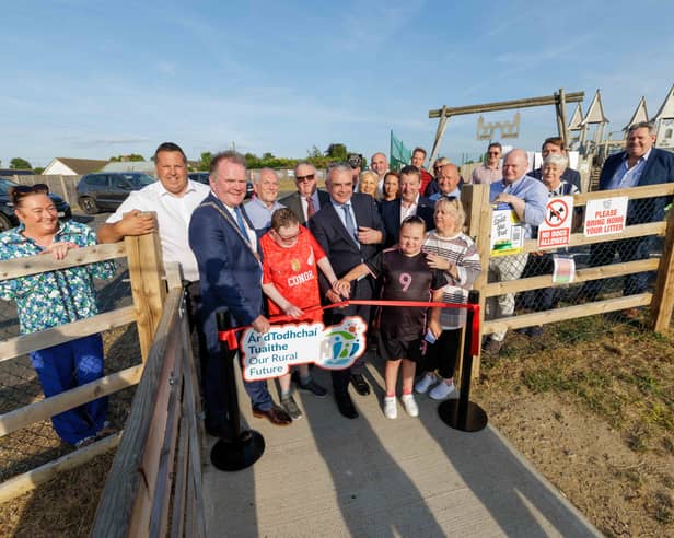 Cutting the ribbon at the Gowran   Outdoor Intergenerational Inclusion Hub  