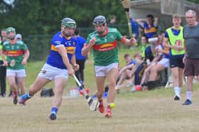 Ben Delaney and James Keegan compete for this sliotar in Colt on Sunday afternoon