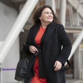 MSP Katy Clark walks into the Scottish Parliament