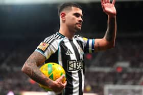 Bruno Guimaraes waves to Newcastle fans