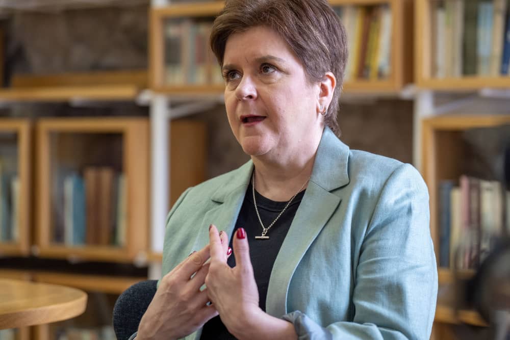 Nicola Sturgeon speaks to journalists