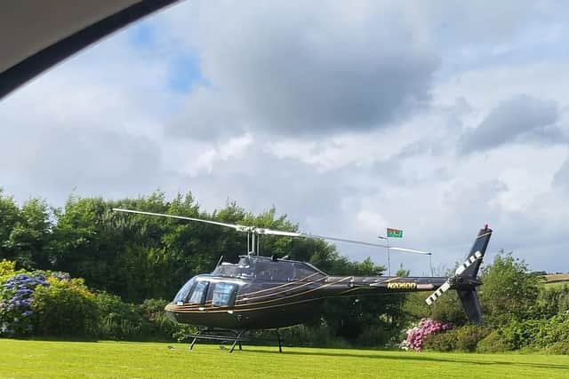 The couple arrived at the Broadhaven Bay Hotel by helicopter.