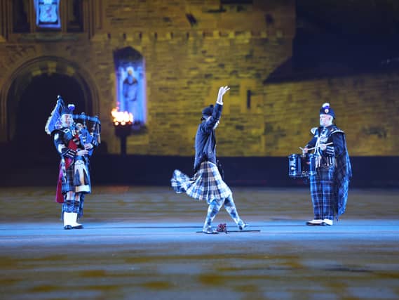 Performers during a preview of the Royal Edinburgh Military Tattoo at Edinburgh Castle