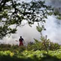 Firefighters tackle the fire at a major heathland blaze in the New Forest near Ringwood in Hampshire
