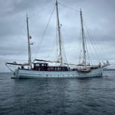 The Rara Avis training yacht sailing in Clew Bay 