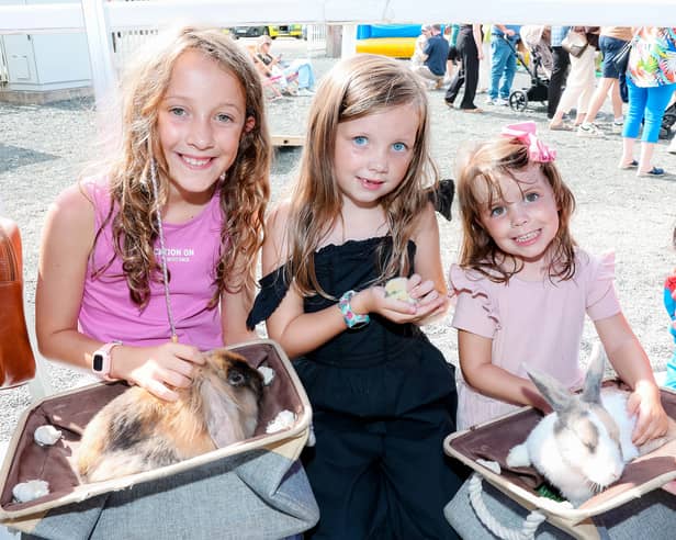 Georgia, Chloe and Sophie Brennan from Naas pictured at Taste of Kildare 2026 at Naas Racecourse