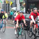 Some of the 80 cyclists arriving in Donegal Town Pics Siobhan McGowan