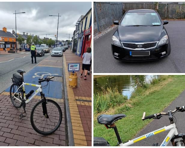 The car, top right, was seized by gardaí in Edenderry. 