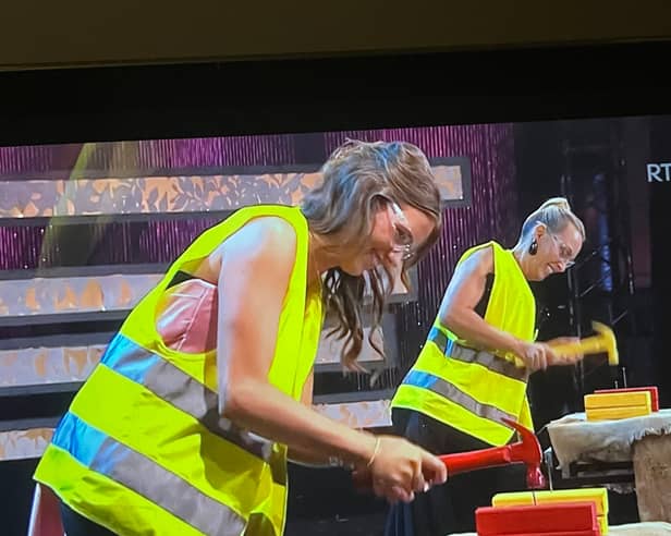 Tipperary Rose Fiona Kennedy shows off her construction skills on stage
