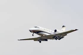 A private jet in the sky