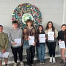 Students in Grennan College collecting their results on Friday morning 