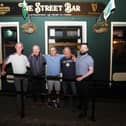 John Quinlan, Niall O’Dowd, Noel O’Dea, Tom Jones and Liam Carroll, all shareholders, attending a party celebrating the first year in business of The Street Bar  