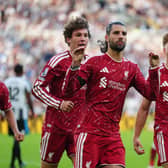 Dominik Szoboszlai celebrates scoring their