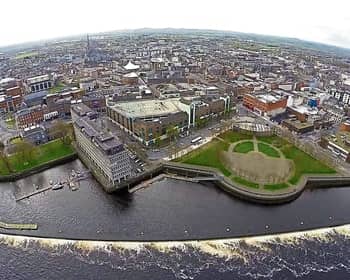 An aerial shot of Limerick city centre