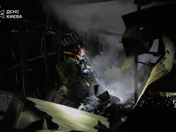 Firefighters put out a fire