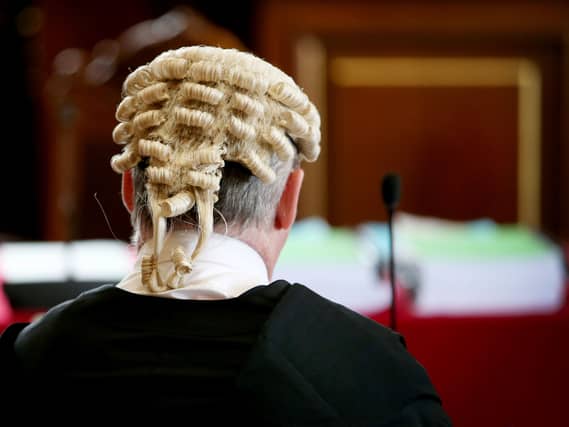 The back of the head of an advocate who is wearing a wig