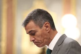 Spanish Prime Minister Pedro Sanchez addressing the parliament in Madrid