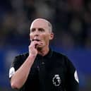 Referee Mike Dean pictured officiating a Chelsea v Brighton match