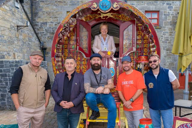 Cllr Mary Bohan, Cathaoirleach Leitrim Co Council with members of The National Traveller Men’s Forum – Paddy Sweeney, Kris Stokes, Chris Stokes, JP Collins and Davy Collins.