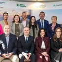 PIC SHOWS: (back row) Karen Henderson, Visit Derry; Catriona Cassidy, Triona; Joy Browne, Donegal County Council; Niamh Quinn, Hanna Hats; Micháel Naughton and Antoinette Coyle, both Clanree Hotel; Carolynne Murray, Shandon Hotel & Spa; (front row) Adrian O’Keeffe, Department of Enterprise, Tourism and Employment; Ciaran Doherty, Tourism Northern Ireland; Joan Crawford, Fáilte Ireland; and Etta Austin, Tourism Ireland, at the inaugural Shared Island tourism workshop in Derry.