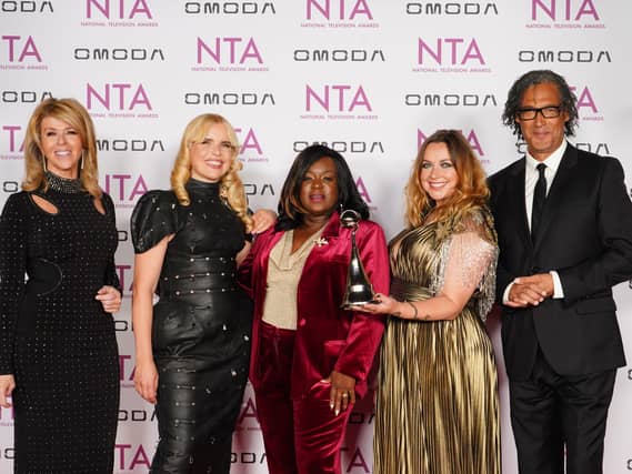 Cast of the Celebrity Traitors with anaward