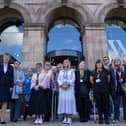 Eljamel inquiry campaigners on the steps of the inquiry venue