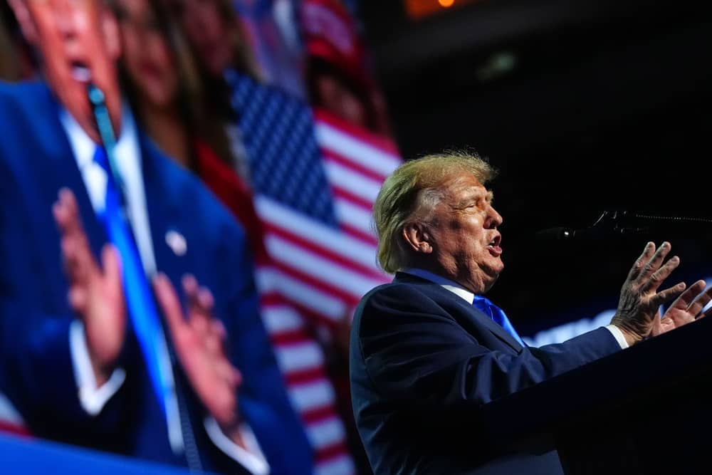 President Donald Trump speaks at the Republican convention in Dallas