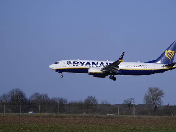 A Ryanair plane taking off