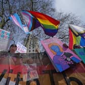 LGBT campaigners with flags