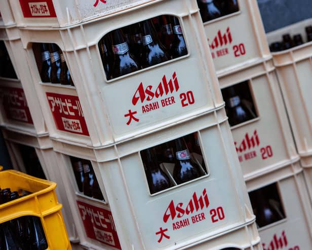 Asahi Beer bottles in crates