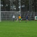 Paul Honeyman palms Ballinamore Sean O'Heslins' first goal to the Allen Gaels net on Sunday Picture: Willie Donnellan