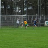 Paul Honeyman palms Ballinamore Sean O'Heslins' first goal to the Allen Gaels net on Sunday Picture: Willie Donnellan