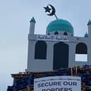 Mosque model on loyalist bonfire