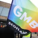 A GMB Scotland flag being waved