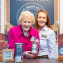 Anna May McHugh with Flynn’s Irish Whiskey Director Joelene Minogue in the Offaly Pavilion at the Ploughing in Screggan on Day Two