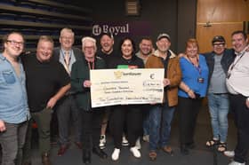 Pictured L-R: Noelie Mc Donnell, Pearse Doherty, Pat Jennings (TF Royal), Davy Carton, Rickie O’Neill, Martina Jennings (CEO Mayo Roscommon Hospice Foundation), Tommy Carton, Anthony Thistlethwaite, Carmel Kelly (TF), Leo Moran and Michael Yates (TF Royal).