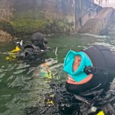 Inishowen Sub Aqua Club divers taking part in an underwater clean-up at Leenan Pier, Clonmany.