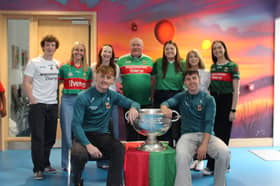 Left to Right: John Ryan, Kilmeena; Tara Needham, Louisburgh; Maria Mulderrig, Kilmaine; Fr John Regan PP, Corduff; Lauren Fitzgibbon, Charlestown; Laura O’Donnell, Belmullet; Aoife O’Hanlon, Breaffy; Front Row: Jack Carney and Enda Hession.