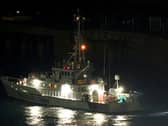 Border Security Command vessel HMC Vigilant returns to the Border Security Command compound in Dover, Kent, following a small boat incident in the Channel