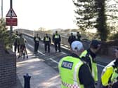 Police at Haslar Marina in Gosport, Hampshire