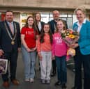 Cathoirleach of the County of Kildare, Cllr Tim Durkan; Young Musicians from Music Generation Chill Dara; Éilis Lavelle, Kildare County Council; Cllr Mark Leigh, Cathaoirleach of the Athy MD; Ambassador of Austria to Ireland Melitta Schubert
