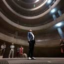 People yodel during a public event in an underground garage in Graz