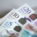 Bank notes fanned out